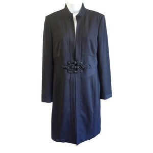 Vtg 90s INC Black Mandarin Collar Embellished Jacket Coat Womens 8 Whimsigoth